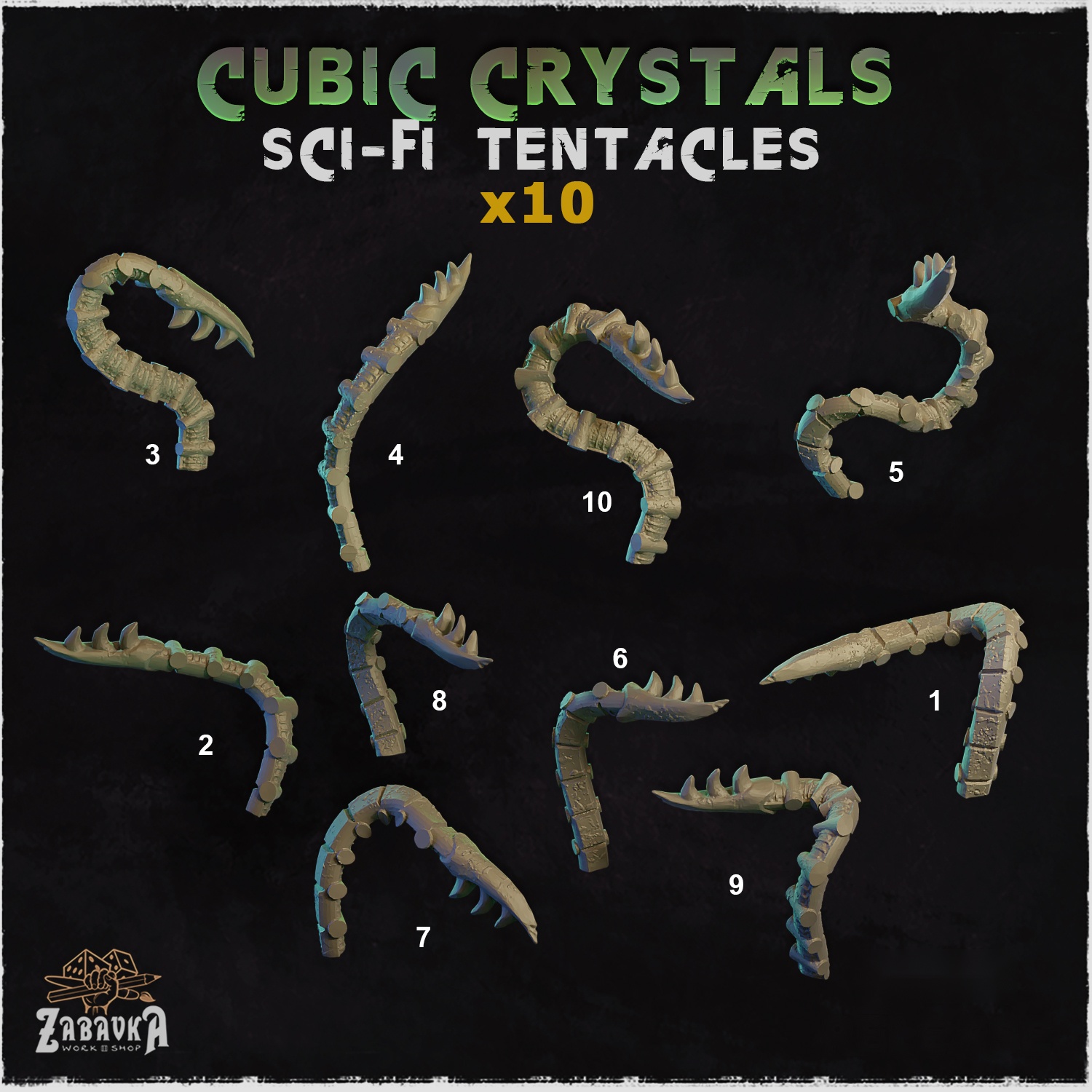 Cubic Crystals Sci-Fi Tentacles
