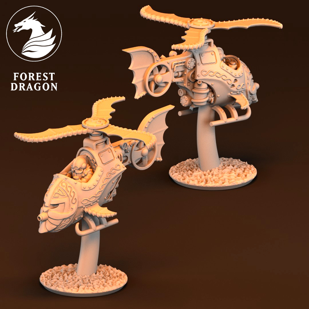 Forest Dragon Dwarf Copter - 10mm Fantasy Miniatures, original artwork by Forest Dragon