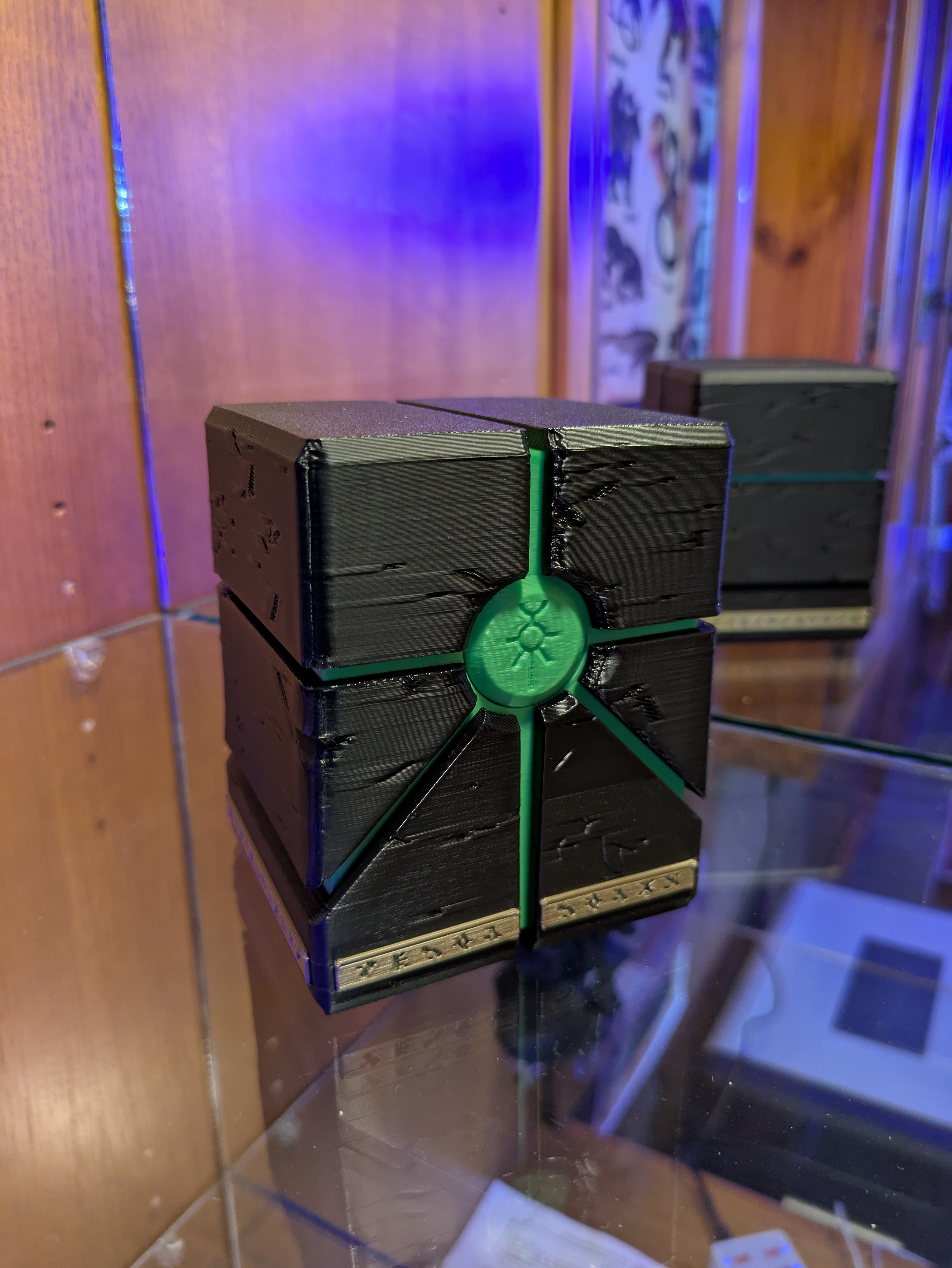 Necron-Inspired Obelisk Deck Box — Fully Assembled, original artwork by Vatborn