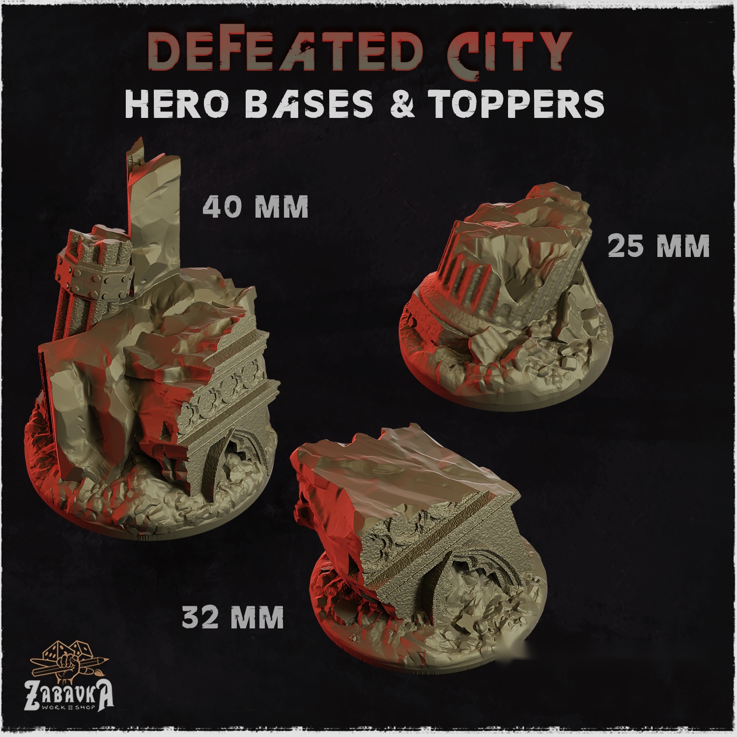 Defeated City Hero Bases and Toppers