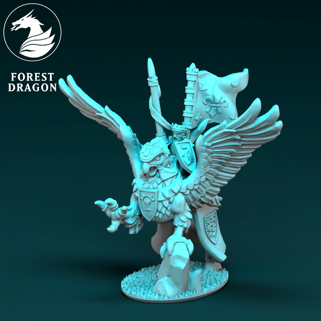 Forest Dragon King on Hippogriff - 10mm Fantasy Miniatures
