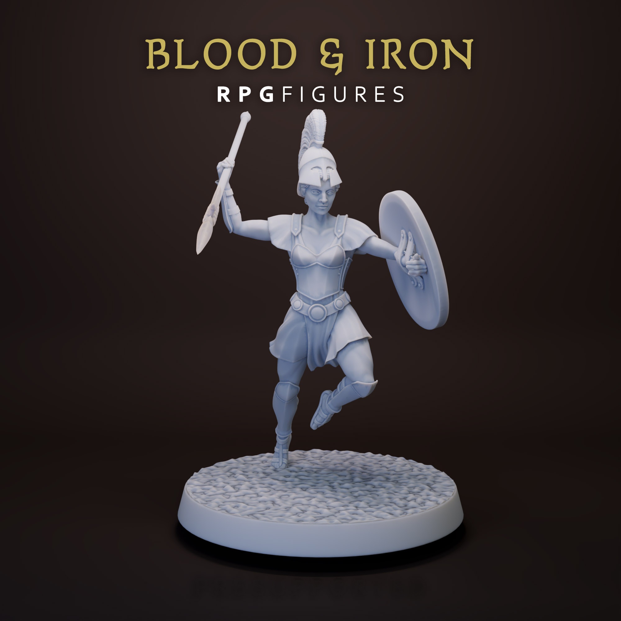 Aresia the War Goddess, original artwork by RPG Figures