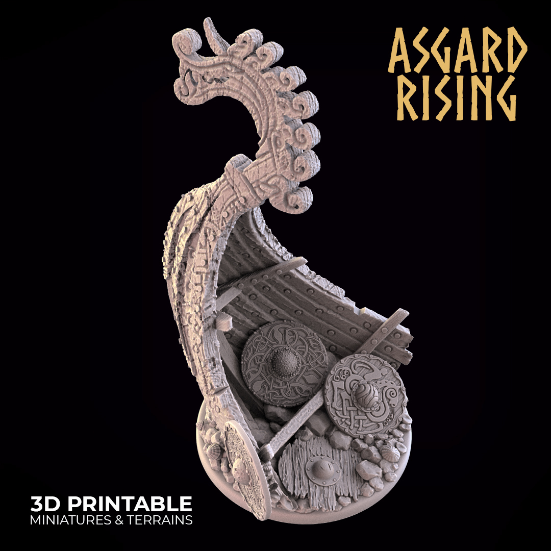 Destroyed Drakkar – 50 mm Round Base — creator artwork 1