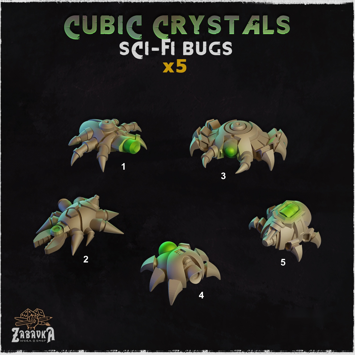Cubic Crystals Sci-Fi Bugs