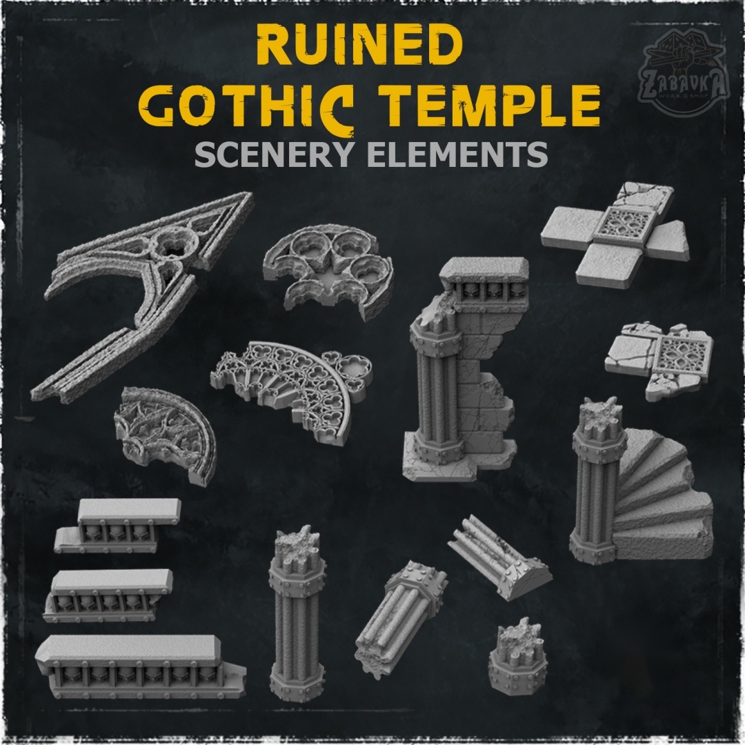 Ruined Gothic Temple Scenery Elements — creator artwork 1
