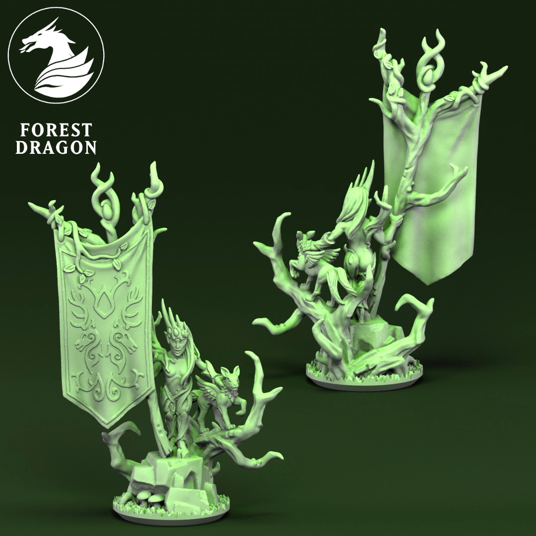 Forest Dragon Wood Elf Army Standard - 10mm Fantasy Miniatures